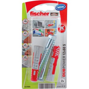 Fischer Duopower univerzális tiplik, 12 mm, 2 db-os csomag. Tiplik a biztonságos rögzítéshez különböző anyagokban.
