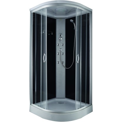 Komplett zuhanyzó tolóajtóval fekete 215 cm x 90 cm x 90 cm