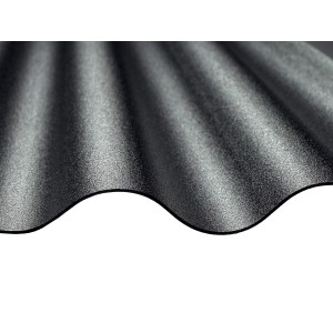 Fekete PVC hullámlemez Sinus 76/18, 80x120 cm, 1,2 mm vastag, műanyag tetőfedéshez.
