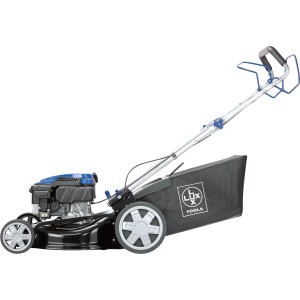 LUX B-RM-145/46 benzinmotoros fűnyíró meghajtással és fűgyűjtővel.