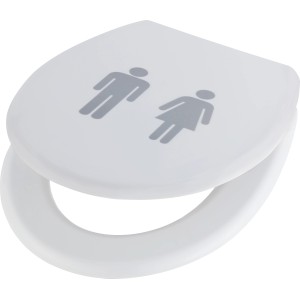 Fehér baliv Balta II WC-ülőke unisex szimbólumokkal és lassú záródással.