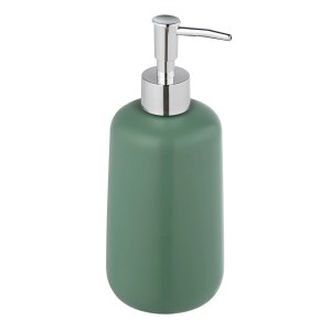 Allstar Olinda szappanadagoló, zöld kerámia, 500 ml. Kúpos forma, matt felület, ezüst pumpa.