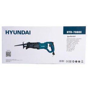 Hyundai HYD-7080C orrfűrész csomagolása. Elektromos szerszám famunkákhoz.