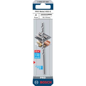 Bosch Pro Metal HSS-G csigafúró, 4 mm, ezüst. Fémfúró a pontos fúráshoz.