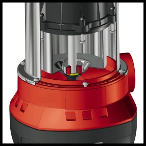 Einhell GC-SP 2275 tiszta víz szivattyú, metszeti modell. Elektromos szivattyú piros házzal és ezüst csövekkel.