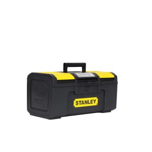 Stanley Basic szerszámosláda, 16 hüvelykes, fekete és sárga, tálcával és rendezővel.