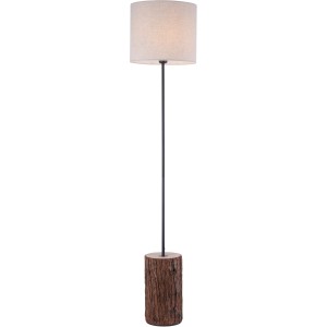Bark állólámpa fa dekorral, 165 cm magas, bézs lámpabúrával. Dekoratív design lámpa.