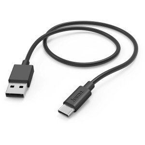 Fekete Hama USB-A - USB-C töltőkábel, 1 m hosszú, mobiltelefon tartozékokhoz.