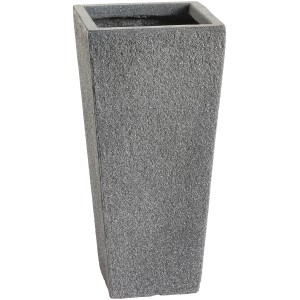 Antracit színű virágcserép/oszlop rostos agyagból, 50,5 cm magas.