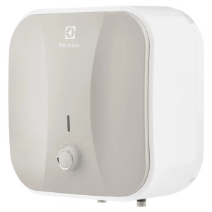 Electrolux átfolyós vízmelegítő, fehér/szürke, hőmérséklet-szabályozással.