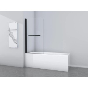Aurlane Black Comfort1 fürdőkádparaván, 1 szárnyú, 80x140cm, törölközőtartóval, fürdőkádra szerelve.