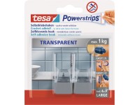 tesa Powerstrips nagy szögletes nyom nélküli akasztó átlászó/matt-króm 2 db tesa Powerstrips nagy szögletes nyom nélküli akasztó átlászó/matt-króm 2 db