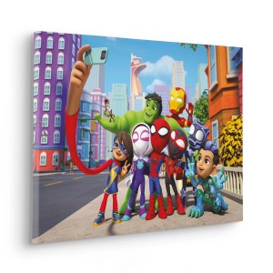 Komar Spiderman Selfie vászonkép, 40x60 cm, fali dekoráció képregény szuperhősökkel.