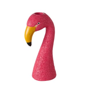 Rózsaszín flamingó gyertyatartó műgyantából, gyertyákhoz. Kézzel készített madár alakú gyertyatartó, matt.