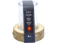 Sunny Garden mécsestartó üveg fa talppal 17 cm x 15 cm