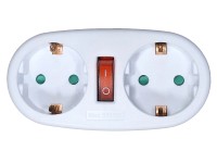 Földelt 2-es elosztó kapcsolóval 250V 16A IP20 fehér