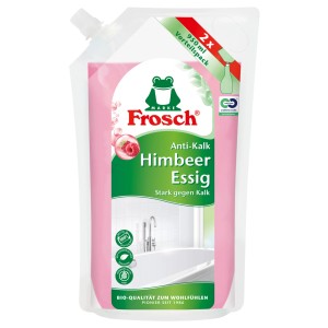 Frosch Anti-Calc Málna Ecet Tisztítószer 950ml-es utántöltő tasakban.