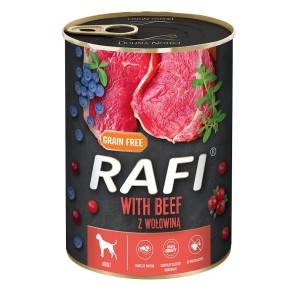 RAFI kutya pástétom marha, vörös- és kék áfonyával konzerv 400 g