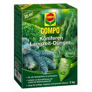 Compo tűlevelű és örökzöld műtrágya csomag hosszantartó hatással, 2 kg.