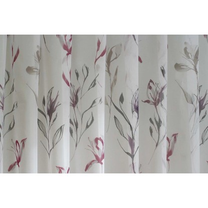 Fényáteresztő függöny 5227/01 lila-szürke mintás 180 cm magas méteráru