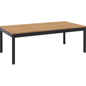 A Lankin lounge szett asztala: Antracit alumínium váz, fa hatású polywood asztallap.