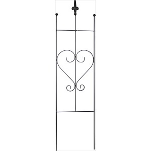 Fekete, szív alakú, 80 cm-es futtatórács acélból, kerti növényekhez.