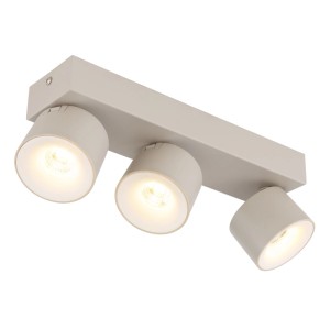 Globo Rae LED spotlámpa, 3 égős, matt homokszínű fém. Henger alakú spotok meleg fehér fénnyel mennyezetre.