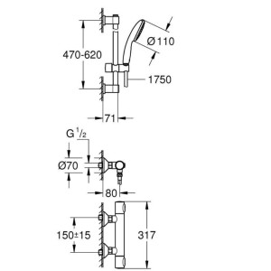 Grohe QuickFix Precision Flow termosztátos zuhanyszett 1 funkciós