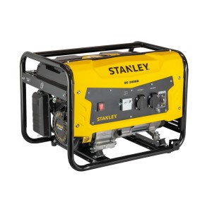 Sárga Stanley áramfejlesztő/aggregátor fekete kerettel.