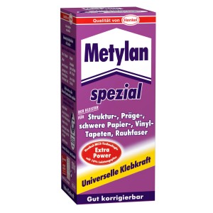 Csomag Metylan Spezial tapétaragasztó 200g, alkalmas strukturált, dombornyomott és nehéz tapétákhoz.