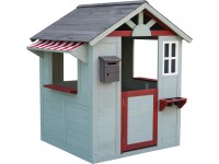 Fenyő játszóház 109 cm x 112 cm x 137 cm szürke-piros-fehér Fenyő játszóház 109 cm x 112 cm x 137 cm szürke-piros-fehér