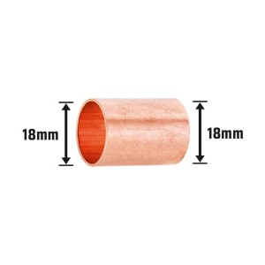 Réz forrasztóhüvely, 18 mm átmérő, rézcsövek összekötéséhez.