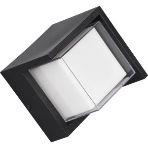 Modern, fekete Reality LED kültéri fali lámpa Puno fehér diffúzorral.