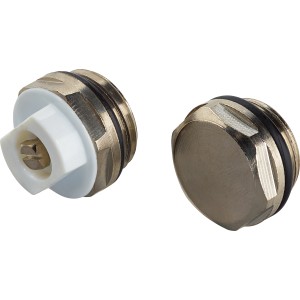 Radiátor csatlakozókészlet: Sárgaréz légtelenítő szelep és vakdugó, 21 mm (G 1/2").