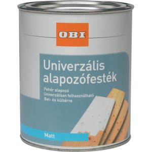 OBI Alapozó festék fehér matt, 750ml-es doboz, beltéri és kültéri használatra.
