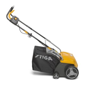 Stiga SV 213 E elektromos gyepszellőztető fűgyűjtővel, sárga/fekete.