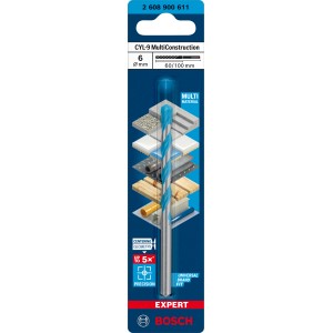 Bosch Expert CYL-9 MultiConstruction univerzális fúró, 6 mm, precíz fúráshoz különböző anyagokba.