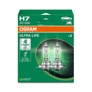 Osram Ultra Life H7 Duobox: 2 db tartós halogén autó izzó autóhoz és motorkerékpárhoz.