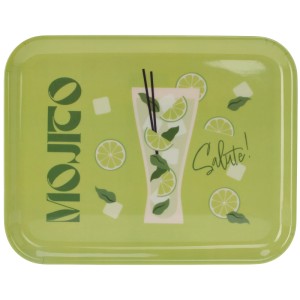 Melamin tálca koktél mintával (Mojito), 36,5x28,5 cm.