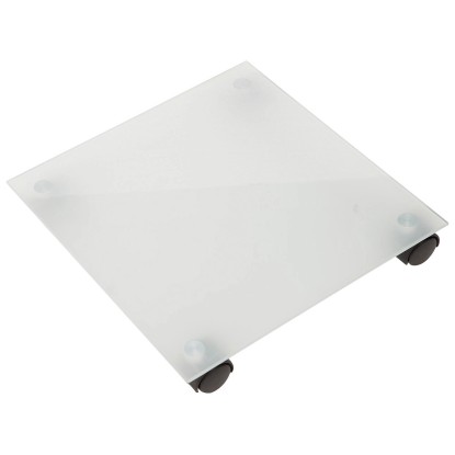 Gurulós virágtartó üveg matt fehér négyszögletes 35 cm x 35 cm