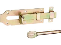 Biztonsági ajtózár retesz sárga horganyzott 160 mm x 46 mm