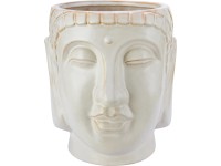 Kaspó Buddha fej kerámia mázas krémfehér 18,5 x 18 x 20 cm