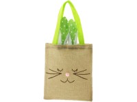 Szövettáska húsvéti nyúl mintával natúr-zöld 20 cm x 23 cm