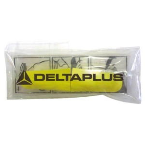 Sárga Delta Plus füldugók átlátszó műanyag zacskóban.