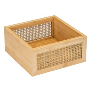 Wenko Allegre fürdőszobai polc bambuszból és rattanból, barna, 15x7x15 cm. Fürdőszobai rendszerező.