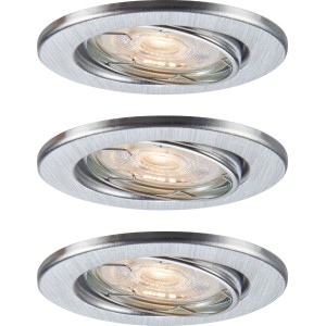 3 darabos 86R LED süllyesztett spotlámpa szett alumínium színben. Fém mennyezeti spotok beltérre.