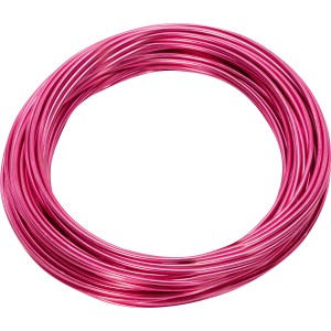 Rózsaszín alumínium huzal, Ø 1,6 mm, 12 m, tekercsben. Ideális kézműves és virágkötészeti munkákhoz.