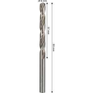 Bosch Pro Metal HSS-G spirálfúró, 6 mm átmérő, ezüst színű.