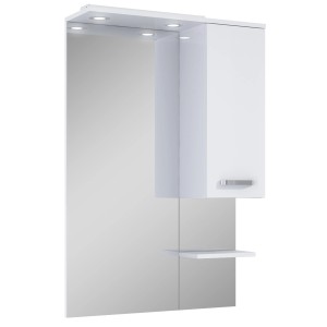 Maximus Eve 70 cm tükör LED-del, szekrénnyel és polccal, fehér színben.