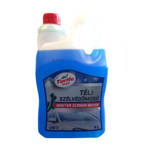Kék téli szélvédőmosó folyadék kannában a Turtle Wax-tól, 4 liter.
